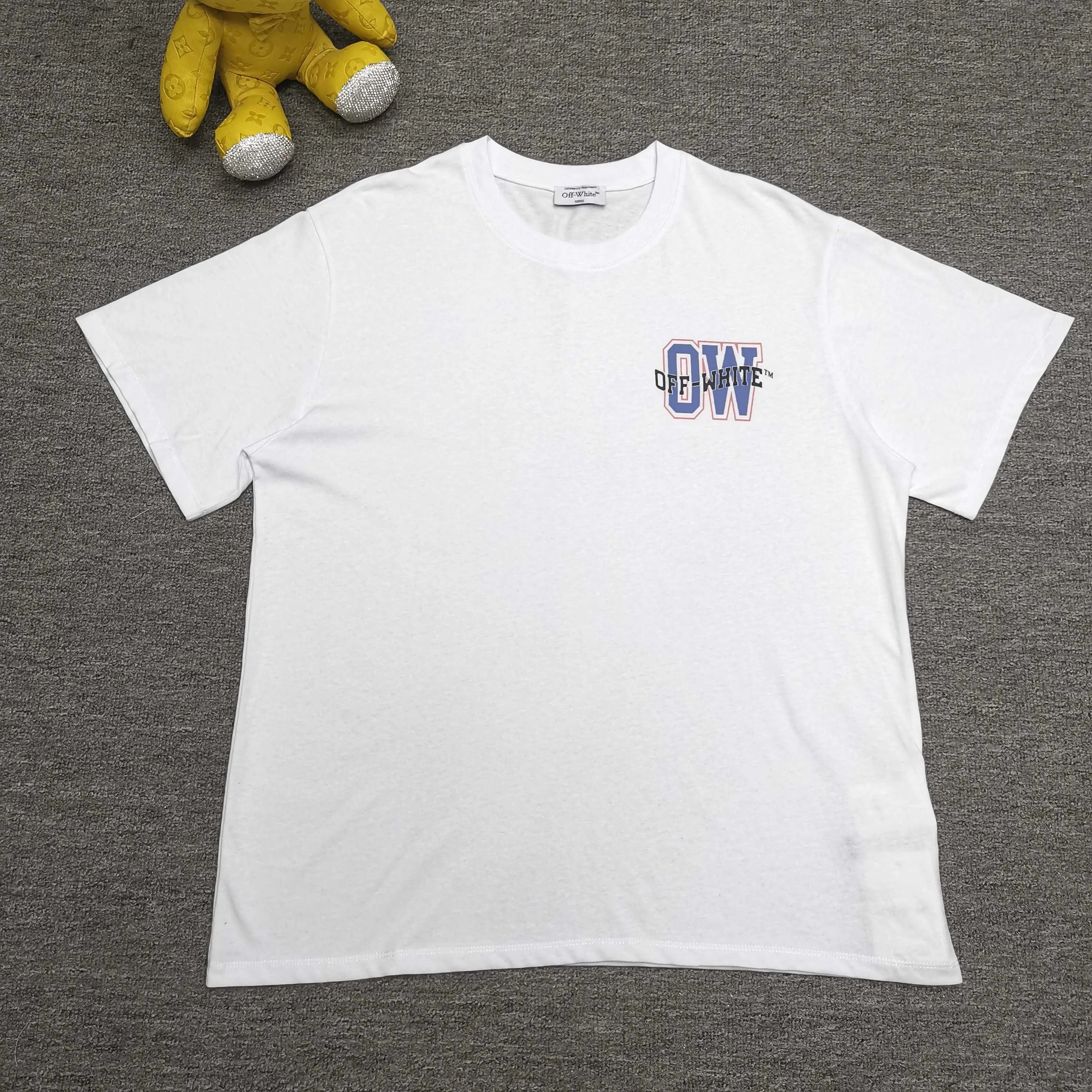 Top version ❤️off white new loose version orange and blue arrow letter short-sleeved T-shirt Size: S M L XL Color: Black White P240